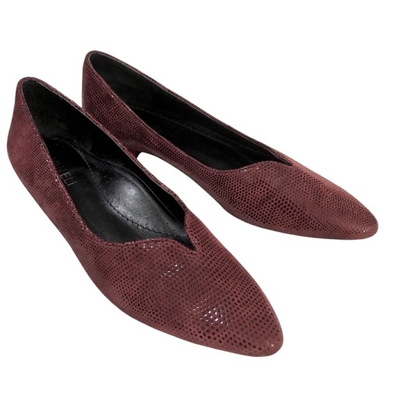 Vaneli Shoes - Vaneli Ganet Burgundy Leather Lizard Embossed Pointed Toe Flats Shoes 10N